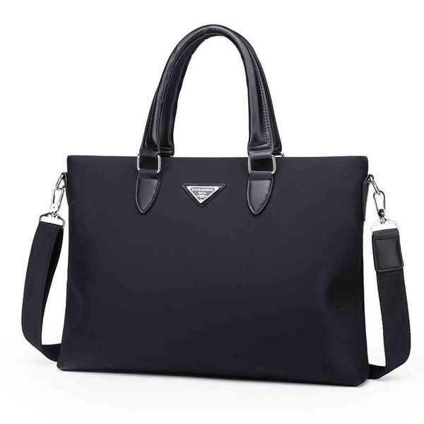 

handbag portable men's bag business horizontal briefcase single shoulder messenger oxford set, Black;red