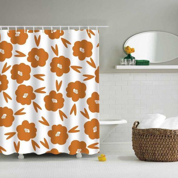 

shower curtains waterproof polyester curtain floral print bathroom set home bathtub decoration with hook