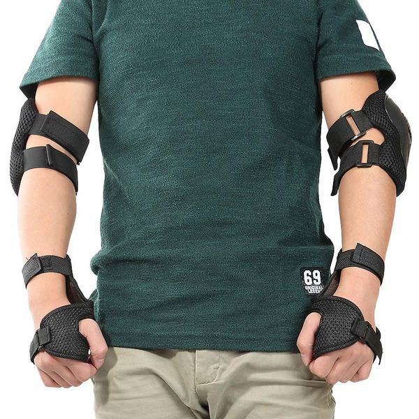 

elbow & knee pads 6pcs/1 professional set protector kids skating scooter wrist safety protective gear high quality, Black;gray
