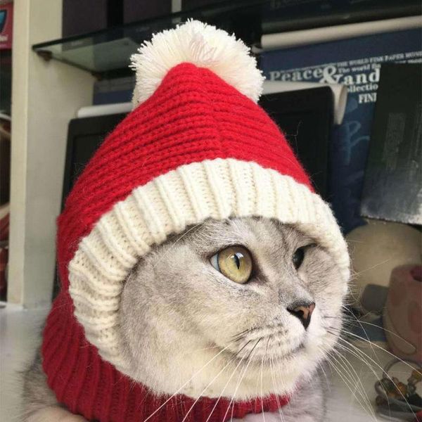 

dog apparel winter warm pet cat santa claus hat christmas xmas year plush cap po props accessory
