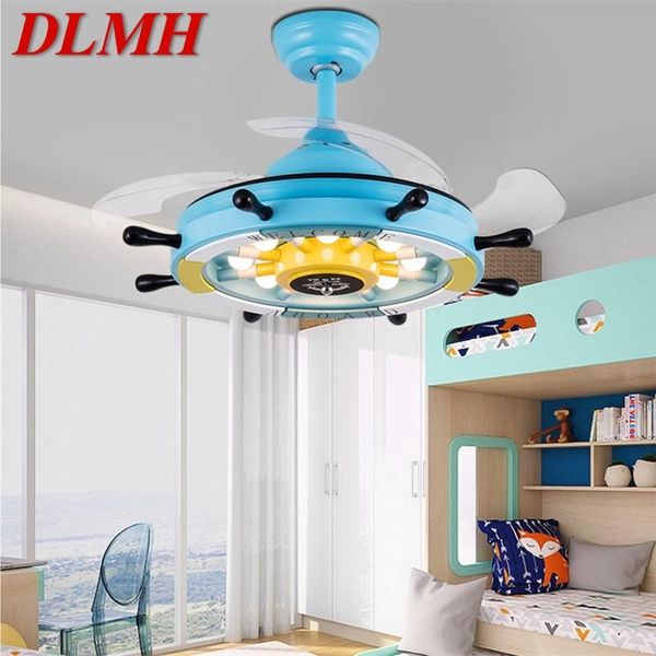

electric fans dlmh modern child ceiling fan lights with remote control 3 colors led blue for home kid's room kindergarten bedroom resta