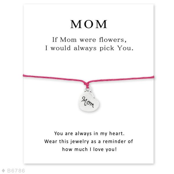 

charm bracelets "mom" wish wax rope fashion lady jewelry gift for mother'day card, Golden;silver