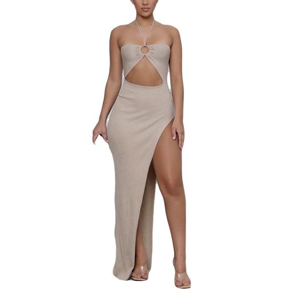 

casual dresses casual dresses summer women's dress 2022,female formal solid color off shoulder sleeveless hollow out for women, khaki/w, Black;gray