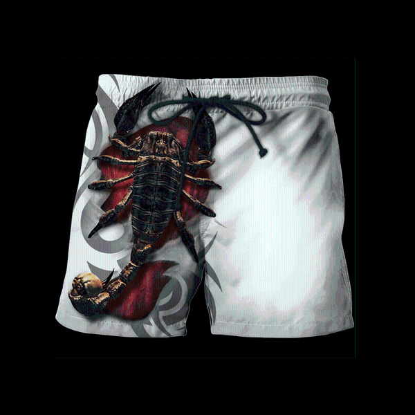 

men's shorts mens elastic waist scorpio tattoo 3d print summer beach streetwear harajuku casual quick dry baggys 003, White;black
