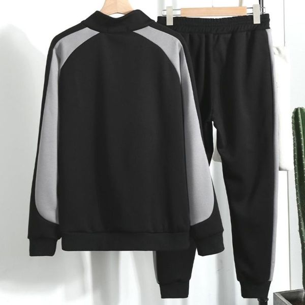 

men's tracksuits sports suit 2021 style for autumn and winter sweater fleece casual two-piece set, Gray