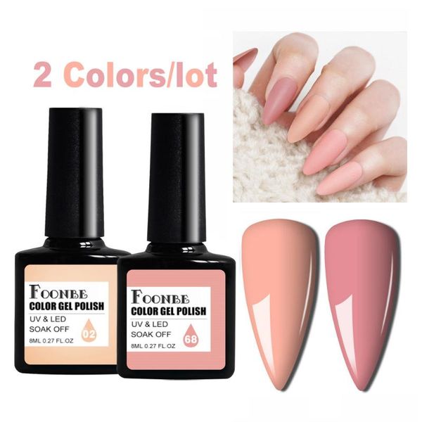 

nail gel foobe 7ml 2pcs polish colorful glitter matte long lasting soak off uv led hybrid varnish art design, Red;pink
