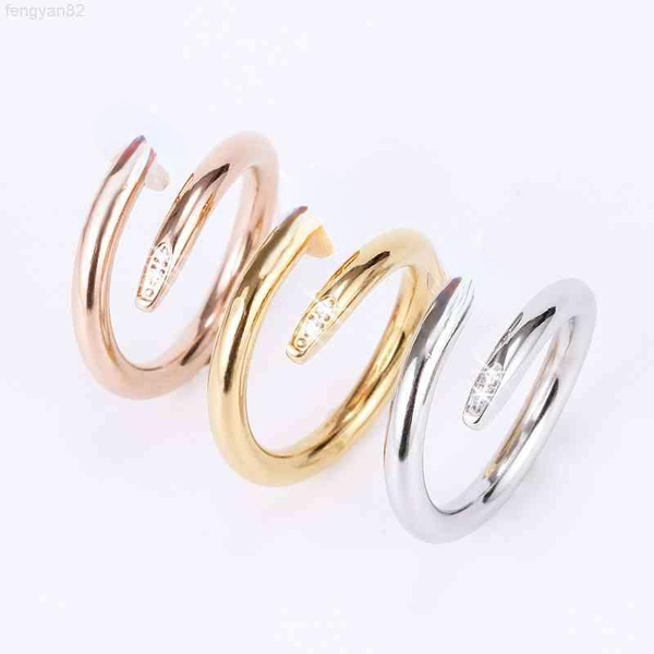 

titanium steel single nail ring european and american fashion street hip-hop casual couple classic golden silver rose optional size 5-10 lad