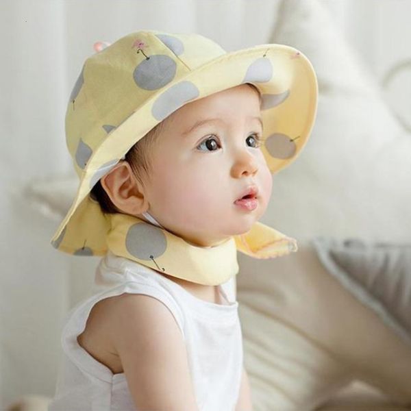 

korean children's spring baby basin summer lovely sun hat, Yellow