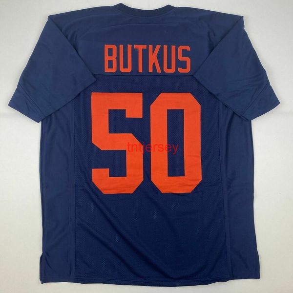 

custom new dick butkus illinois blue college stitched football jersey add any name number, Black