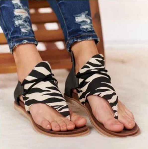 

women l leopard print sandals anti-slip wish serpentine roman, Black