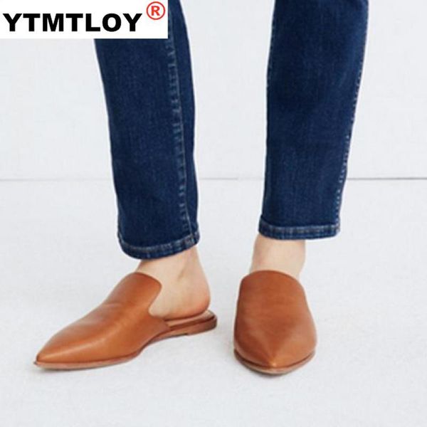 

plus size 43 slippers women mules shoes female pointed toe flip flop slides slipper fashion ladies woman, Black