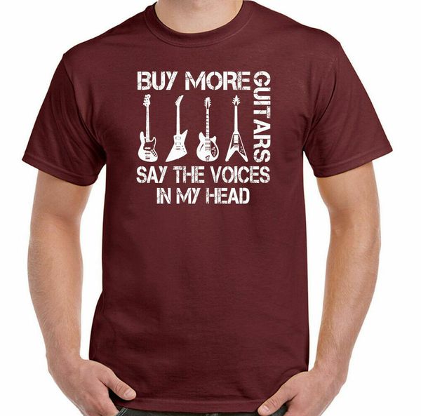 

Guitar T-Shirt Buy More Mens Funny Guitarist Acoustic Electric Player, White;black