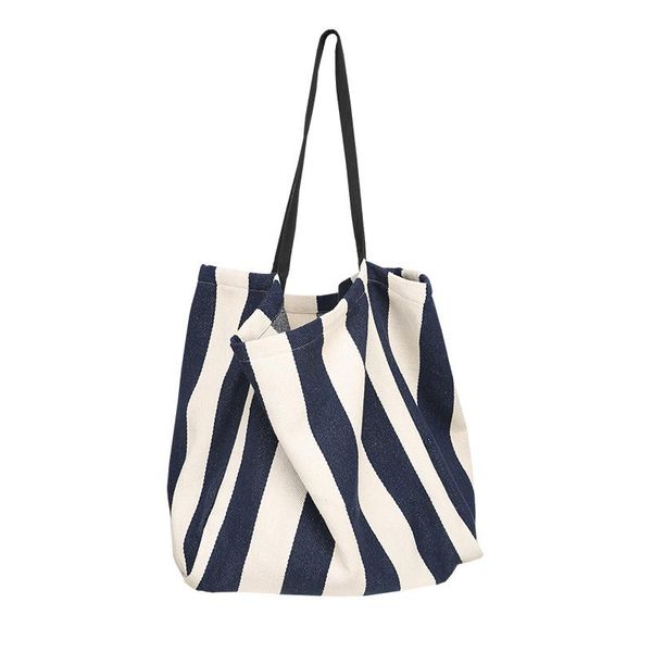 

shopping bags yile cotton canvas stripe eco market tote shoulder bag black blue red by