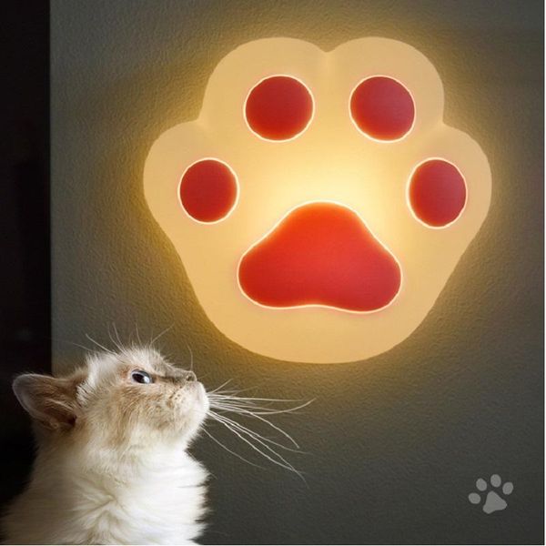 

cute little kitty claw night light cat shape creative charging induction magnetic silicone bedside wall touching lamp lights