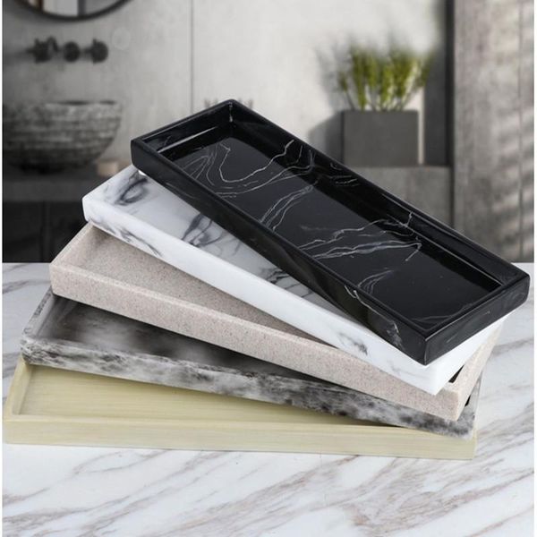

bathroom shelvesmarble resin tray, high-end l storage , wash items, jewelry