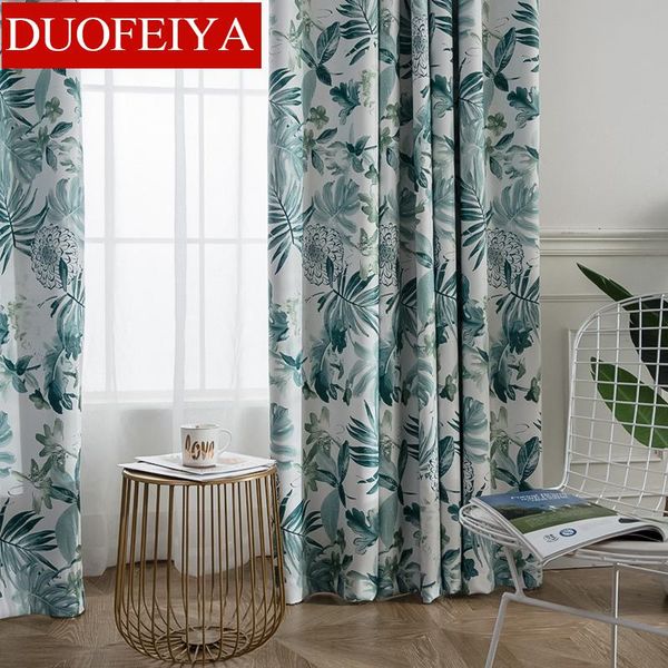 

curtain & drapes nordic linen printing curtains for bedroom thickened american shade living room green leaves