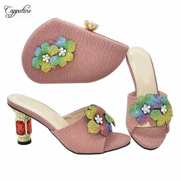 

dress shoes women and bags set fashion african ladies high heels coral slippers with purse handbag pumps clutch 938-13 height 9cm, Black
