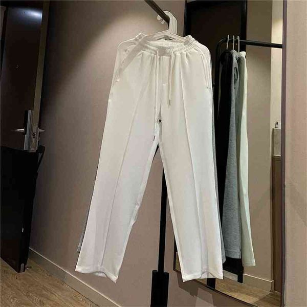 

1Tim dull white wide leg men' 2021 spring and summer new high waist casual loose straight pants