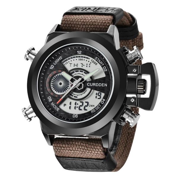 

wristwatches men fashion nylon band sports digital smart watches android watch for 2021 automatic male power reserve, Slivery;brown