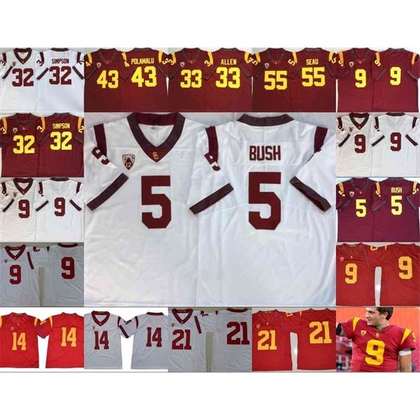 

goodusc trojans vintage stitched mens jersey reggie bush 32 oj simpson 14 sam darnold 9 kedon slovis 43 troy polamalu 55 junior seau, Black