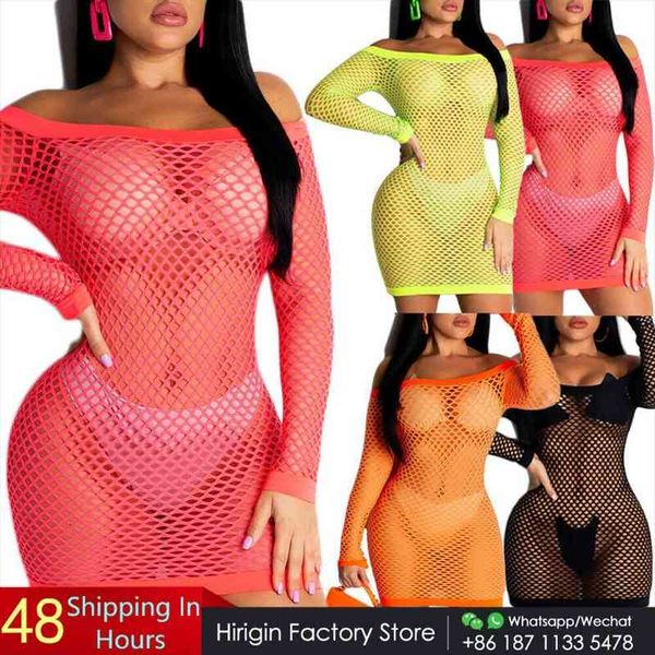 

fishnet beachdress women bikini cover up off shoulder long sleeve swimwear bodycon dress summer bathing suit, White;black