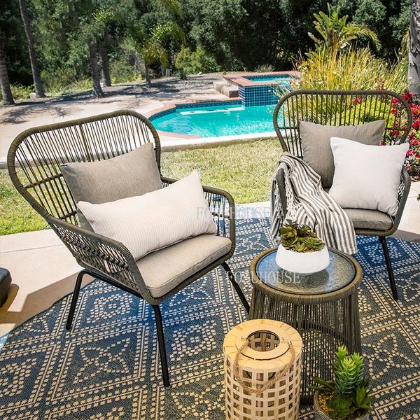 

camp furniture fosuhouse outdoor rattan chair balcony courtyard combination table and villa garden lounge chairs