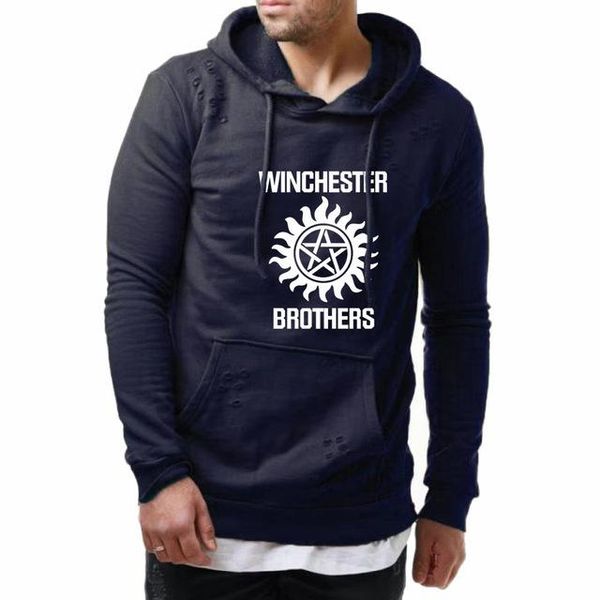 

men's hoodies & sweatshirts 2021 hoodie men for winchester bros print mens spring pullover fashion casual tracksuit slim fit male, Black