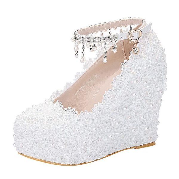 

sandals woman lace flower rhinestone word buckle overheight with wedges female large size summer women, Black