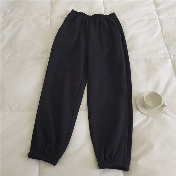 

autumn women's pants casual solid color high waist 210430, Black;white