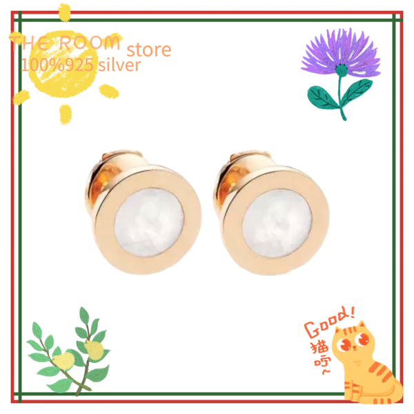 

stud original design s925 sterling silver earrings fit lady rose gold classic couple fashion jewelry wedding christmas gift, Golden;silver