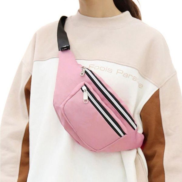 

nylon waist bag mobile phone holder purse double zipper chest handbag bags