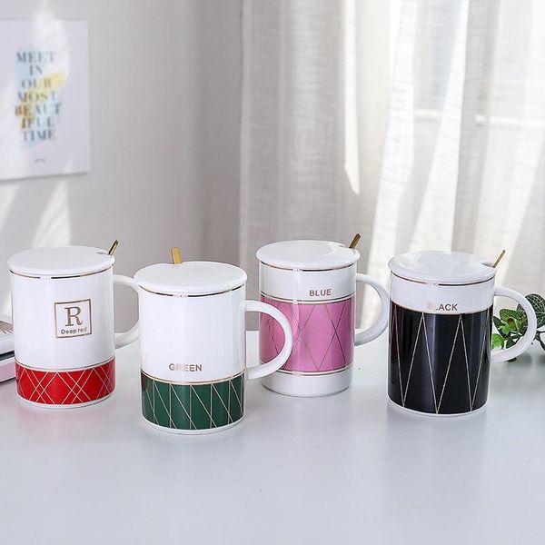 

mugs creative letter gold ceramic cup simple small fresh zakka men's and women's business office coffee