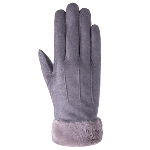 

five fingers gloves touch screen thermal women warm lace cashmere mittens plush wrist winter women' glove defense cold, Blue;gray