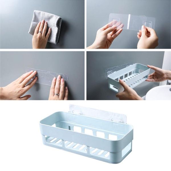 

hooks & rails wall shelf holder mount bathroom kitchen hanging basket storage household rack organizer