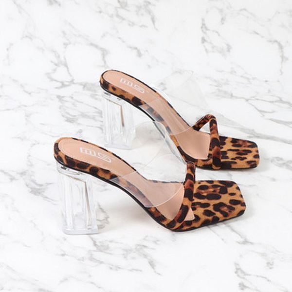 

dress shoes transparent sandals women open toe high heels ladies black leopard clear pumps 2021