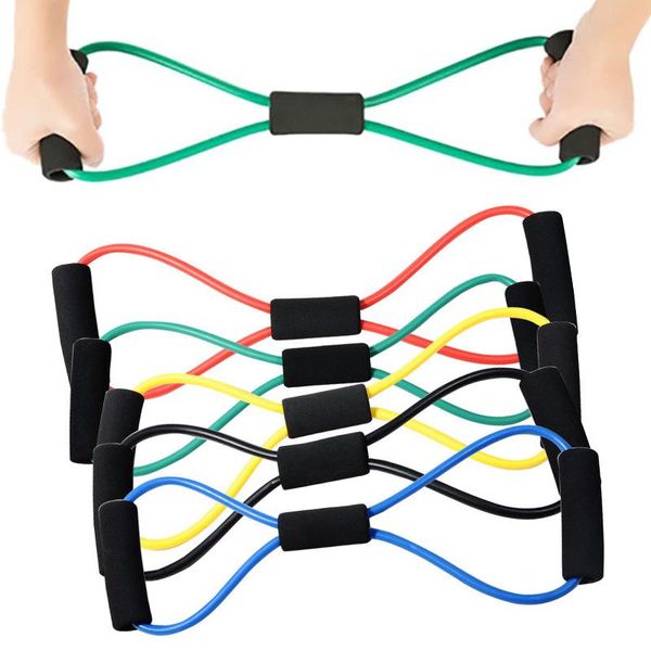 

shaped elastic tension durable chest expander rope sport fitness body shape random color health car yoga pilates belt resistance bands