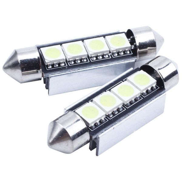 

car headlights 10x 42mm shuttle 4 smd led bulb lamp canbus anti error odb festoon white