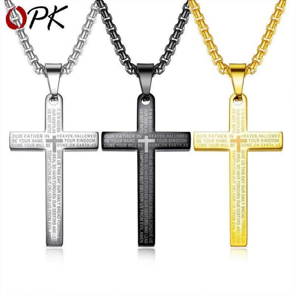 

cross classic titanium steel men's necklace stainless pendant, Silver