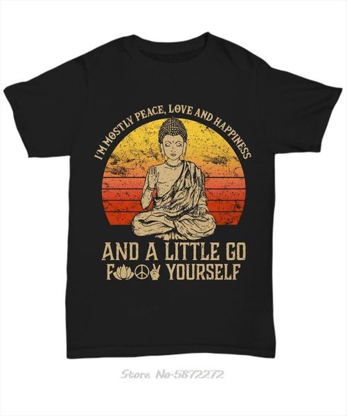 

im mostly peace love happiness men t shirts retro buddha namaste yoga zen master teecool casual pride fashion, White;black