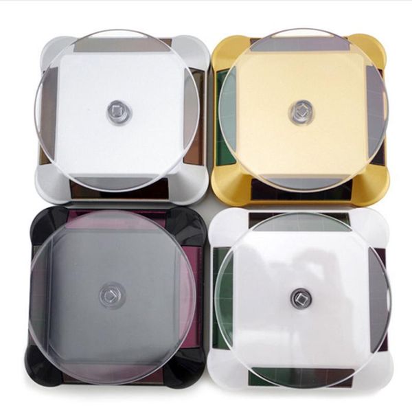 

jewelry pouches, bags 360 degree solar powered rotating display stand turn table watch ring creative, Pink;blue