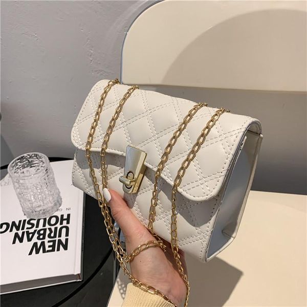 

duffel bags 2021 summer cross-body small square bag rhombus embroidery thread chain shoulder girly commuter female