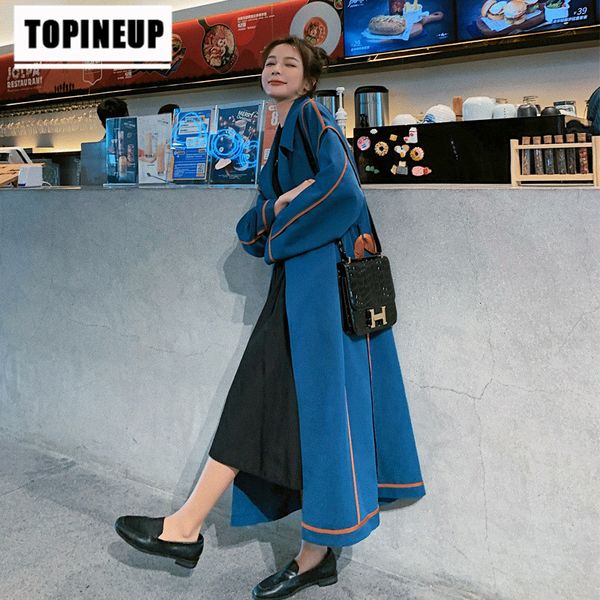 

wool fashionable female stylish solid lapel releases super trench coat style, Black