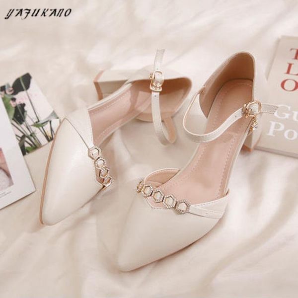 

dress shoes one word buckle high heels summer 2021 rhinestone chain ladies party square heel pointed casual work pumps, Black