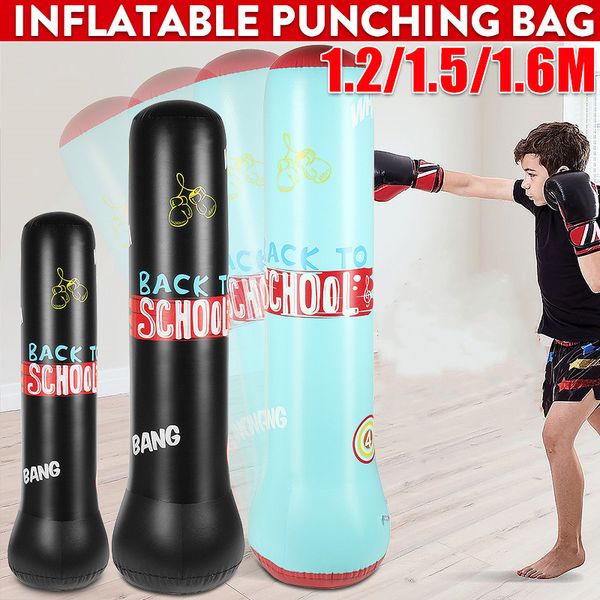 Şişme Boks Çantası 1.6 M Eğitim Spor PVC Kalınlaşma Ayağı Tumbler Sütun Boks Kum Çanta Ayakta Kum torbası Ev Spor Humanoid Desen Kid Yetişkin Tay Kick