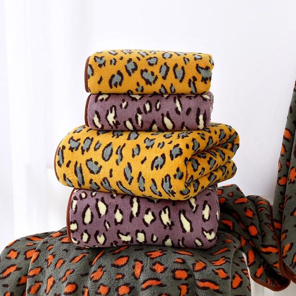 

75*35cm coral leopard print face towel set bath soft hand water-based sets