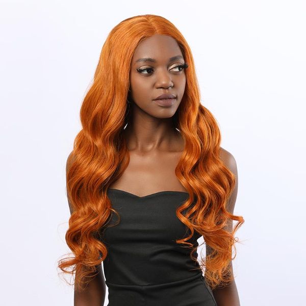 

synthetic wigs lace front wig deep part giner orange for black women cosplay