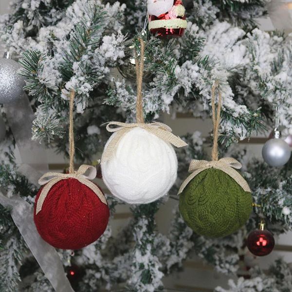 

party decoration 8cm christmas knitted ball pendant xmas tree decorations bauble home wedding hanging ornament child gift