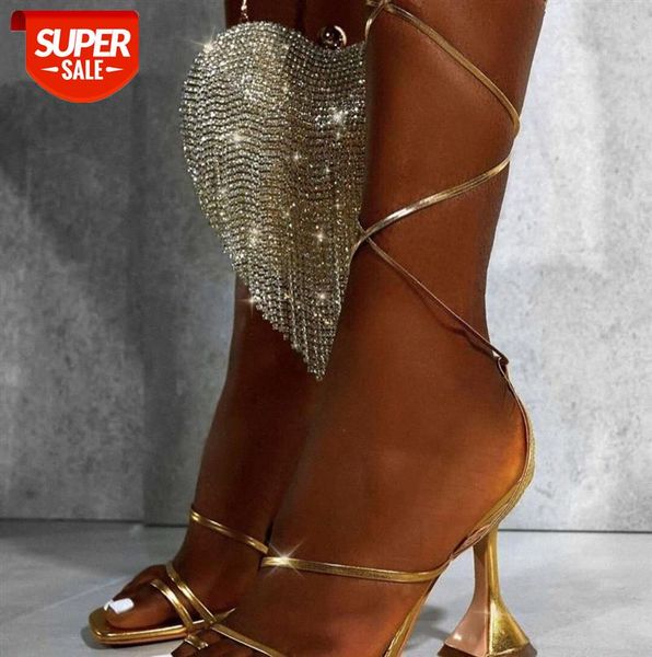 

european and american ins color matching strappy strap combination open-toed wine glass with female high-heeled sandals #g363, Black