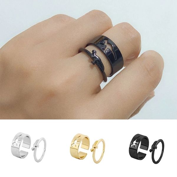 

cute little dinosaur couples thin ring wide ring fashion simple engagement jewelry statement women sweetheart gift, Silver