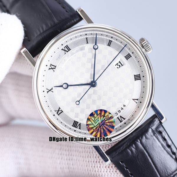 

new classique 5177 watch 5177bb/12/9v6 cal777q automatic movement mens watch 38mm silver case date gents business watches black leather stra, Slivery;brown
